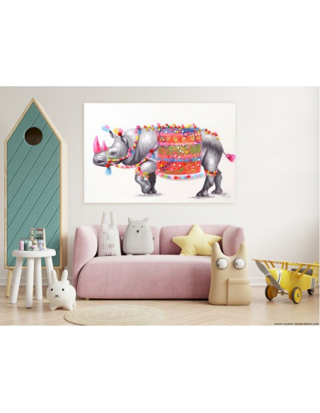 Tableau Rhinocéros pompoms - Exposition