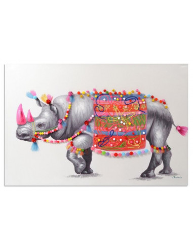 Tableau Rhinocéros pompoms