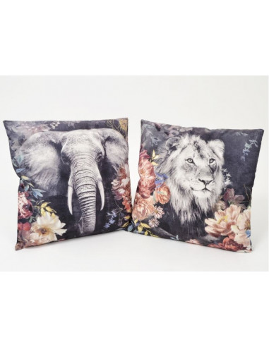 Coussins LION & ELEPHANT SWEET-HOME 45x45