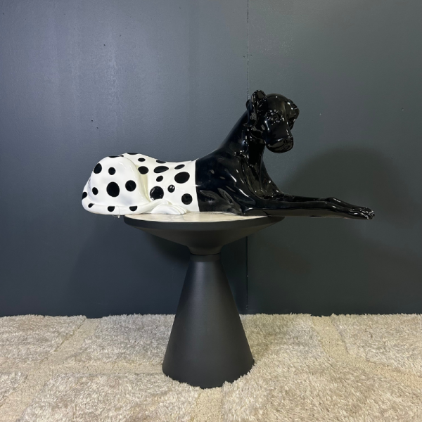 CHIEN FUNNY NOIR AVEC POIS 65 CM